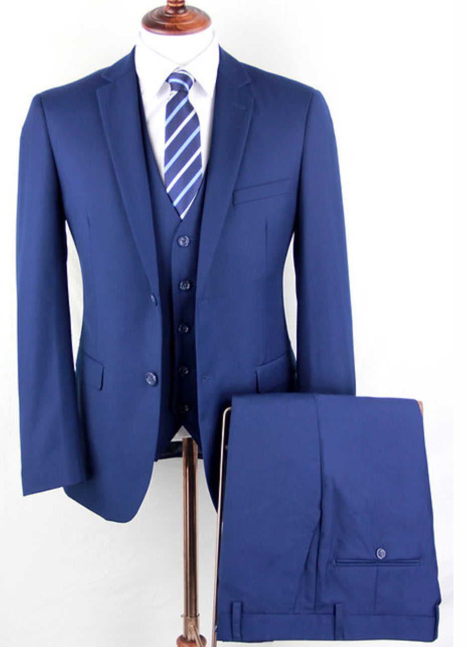 Slim-Fit Solid Vest Suit