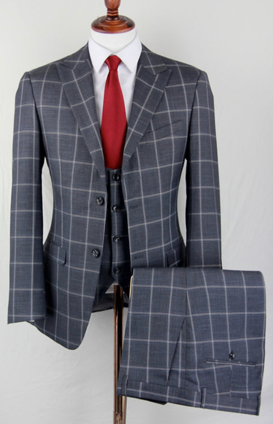 Window Pane Double Breasted Vest Suit